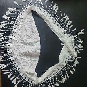 White Lace Fringe Halter Top